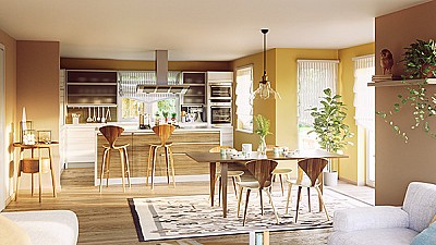 Innenraum Visualisierung Wohnküche